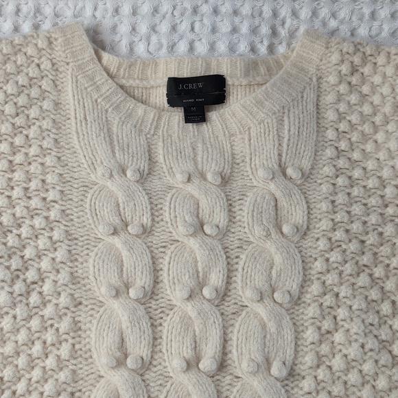 J. Crew Lambs Wool Handknit Cream Crewneck Sweater - Picture 12 of 12